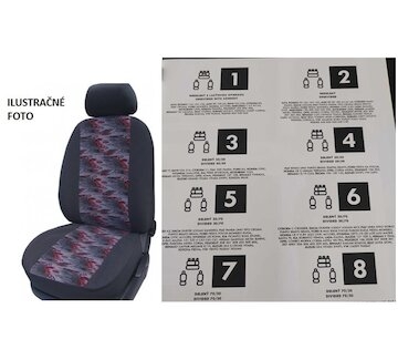 Autopoťahy UNI 5 (zadné operadlo delené 1/3 za spolujazdcom,sedadlo nedelené) 4-opierkové