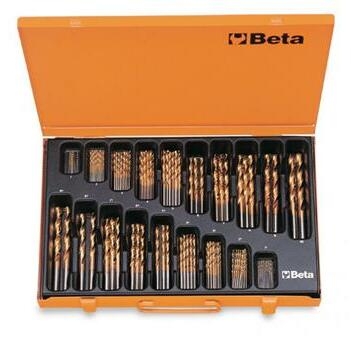 BETA SADA VRTÁKOV CYLINDRICKÝCH KRÁTKYCH HSS-TIN TITANOVÉ BROUŠENÉ NA KOV-MODEL 414/C116 116 KSUK FI 1 -10 X0.5 MM