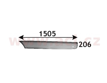 boční lišta zadního blatníku, zadní díl (rozvor 4325 mm, převis 2015 mm) ORIGINÁL, L