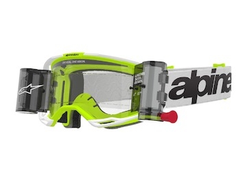 brýle VISION 8 WORDMARK ROLL-OFF WIDE VISION, ALPINESTARS (bílá/žlutá fluo, čiré plexi a roll-off systém) 2025