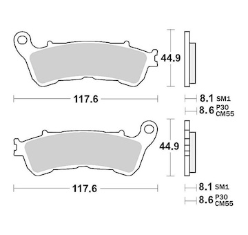 brzdové destičky, BRAKING (semi-metalická směs SM1) 2 ks v balení