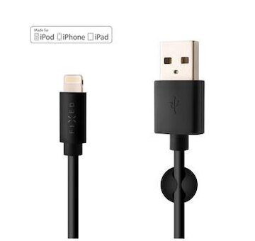 FIXED Kábel datový a nabíjací- konektory USB/ lightning 1m 12W čierny