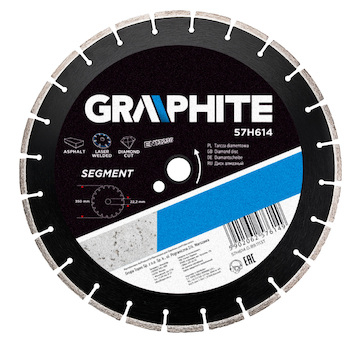 GRAPHITE Diamantový kotúč, 350 22.2 mm, segmentový a laserom zváraný
