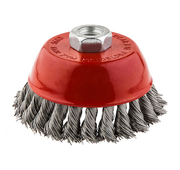 GRAPHITE Kefa hrncová drôtená (vrkoče) 100 mm x M14, INOX
