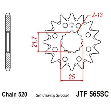 JT Reťazové koliesko JTF565SC /Yamaha/Kawasaki 13 zubové / samočistiace