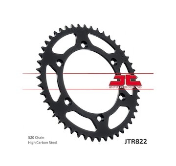 JT Rozeta oceľová JTR822 / Beta,Husqvarna,Gas Gas 48 zubová čierna