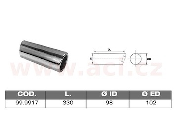 koncovka výfuku nerezová kulatá, vnější průměr 102mm, délka 330mm, vnitřní průměr 98mm ASSO