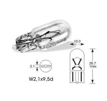 LUCAS Žiarovka 12V W5W W2,1x9,5d celosklenka