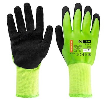 NEO Zateplené pracovné rukavice, polyester potiahnutý latexom (2 vrstvy), 3241X, veľkosť 8