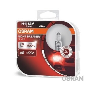 OSRAM Žiarovka 12V H1 55W NIGHT BREAKER SILVER P14.5s BOX /2ks/*DOPREDAJ(náhrada 64150NBS2HB)