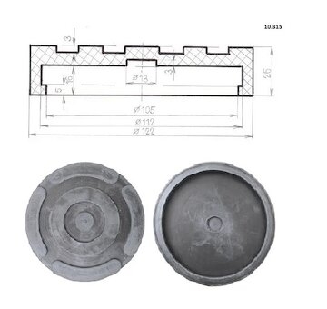 Podložka gumená pre zdvihák - okrúhla (123x28mm) (1ks)