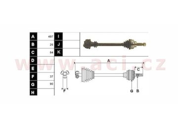 poloosa AVORD délka 497 mm, 26 drážek u kola, +AUT, L, repasovaný originál (+vratná část 595 Kč/25,87 €)