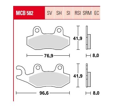 Sada brzdových platničiek kotúčovej brzdy TRW MCB582SI