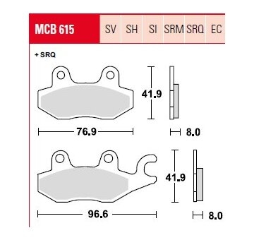 Sada brzdových platničiek kotúčovej brzdy TRW MCB615