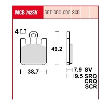 Sada brzdových platničiek kotúčovej brzdy TRW MCB742SCR