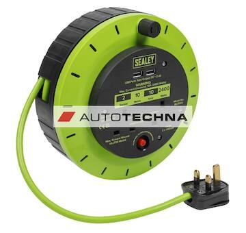 SEALEY Cassette Type Cable Reel Green with Thermal Trip 2 x 230V an BCR10G