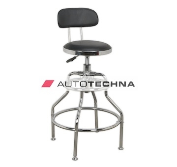 SEALEY Workshop Stool Pneumatic with Adjustable Height Swivel Seat & Back Rest