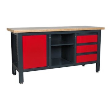 SEALEY Workstation with 3 Drawers, 1 Cupboard & Open Storage