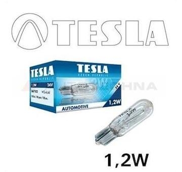 TESLA Žiarovka 24V  1 2W  W2x4 6d - celosklenená  prístrojový panel 