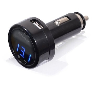 Tester akumulátora do zapaľovača - voltmeter, teplomer, USB