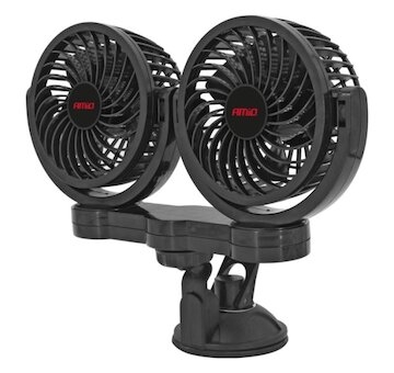 Ventilátor 12V DUO 2x100mm, 6W s prísavkou do zapaľovača