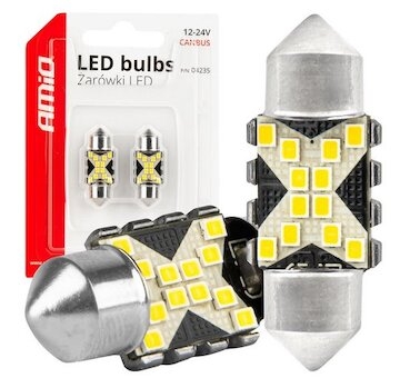 Žiarovka 12V/24V LED 12SMD Festoon C5W 2016 31mm biela sulfidka /2ks/ CANBUS