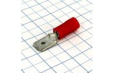 Kolík plochý izolovaný 6,3mm (samec/konektor) červený (0,25-1mm)