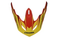 kšilt pro přilby Cross Pro, CASSIDA - ČR (červená/žlutá fluo/černá, seriová délka kšiltu)