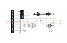 poloosa AVORD délka 535 mm, 20 drážek u kola, L, repasovaný originál (+vratná část 595 Kč/25,87 €)