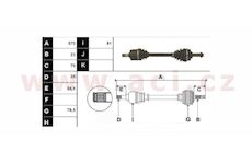 poloosa AVORD délka 570 mm, 23 drážek u kola, 25 drážek u převodovky, P, repasovaný originál (+vratná část 595 Kč/25,87 €)