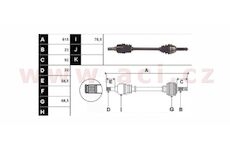 poloosa AVORD délka 615 mm, 23 drážek u kola, 22 drážek u převodovky, L, repasovaný originál (+vratná část 595 Kč/25,87 €)