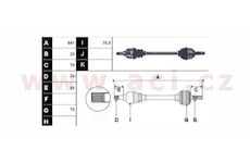 poloosa AVORD délka 641 mm, 25drážek u kola, 22 drážek u převodovky, L, repasovaný originál (+vratná část 595 Kč/25,87 €)