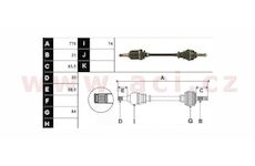 poloosa AVORD délka 778 mm, 23 drážek u kola, 20 drážek u převodovky, L, repasovaný originál (+vratná část 595 Kč/25,87 €)