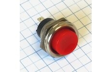 Spínač tlačitkový okrúhly červený, nap.2x konektor 4,8mm