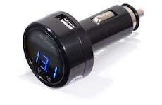 Tester akumulátora do zapaľovača - voltmeter, teplomer, USB