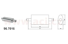 univerzální tlumič výfuku SPORT - nerez, průměr 60mm, průměr těla 200x135mm, délka 510mm ASSO