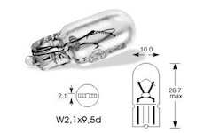 Žiarovka 12V 5W W2,1x9,5d modrá